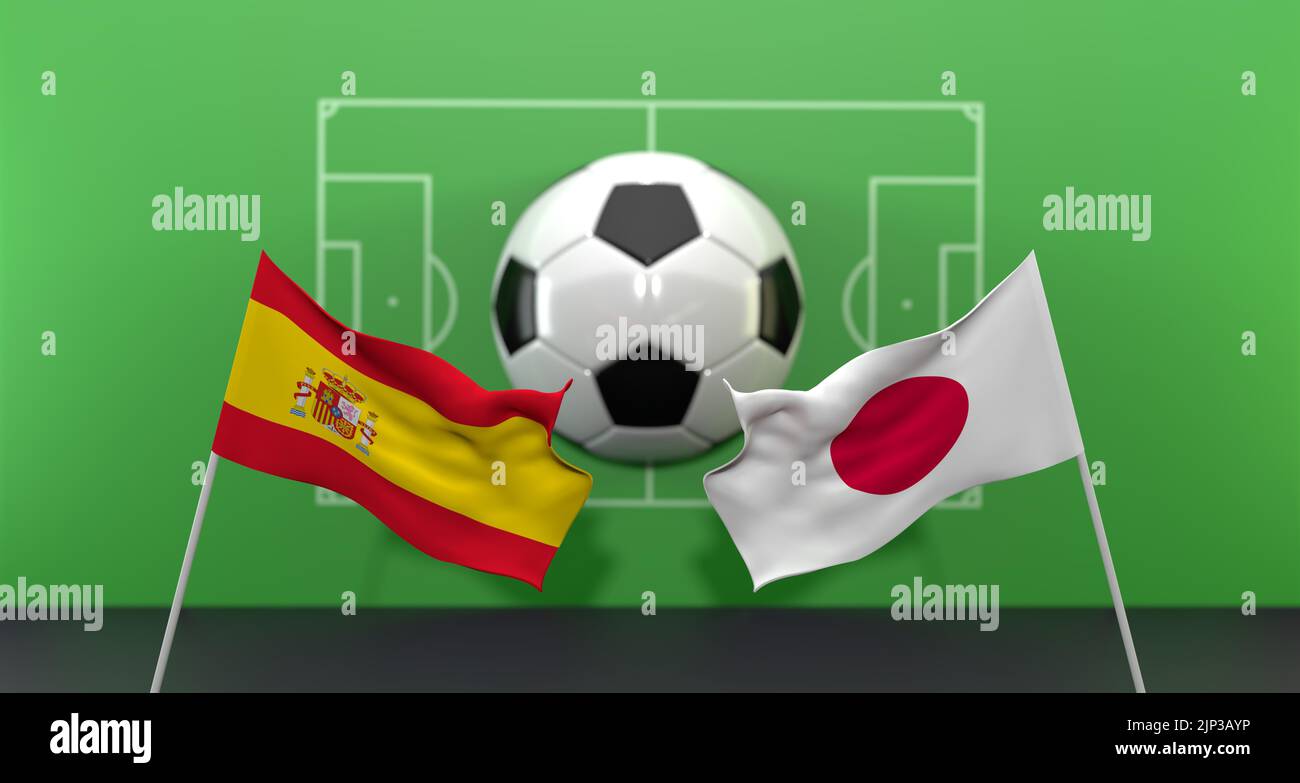 Japan vs Spain soccer Match FIFA World Cup Qatar 2022, on blur