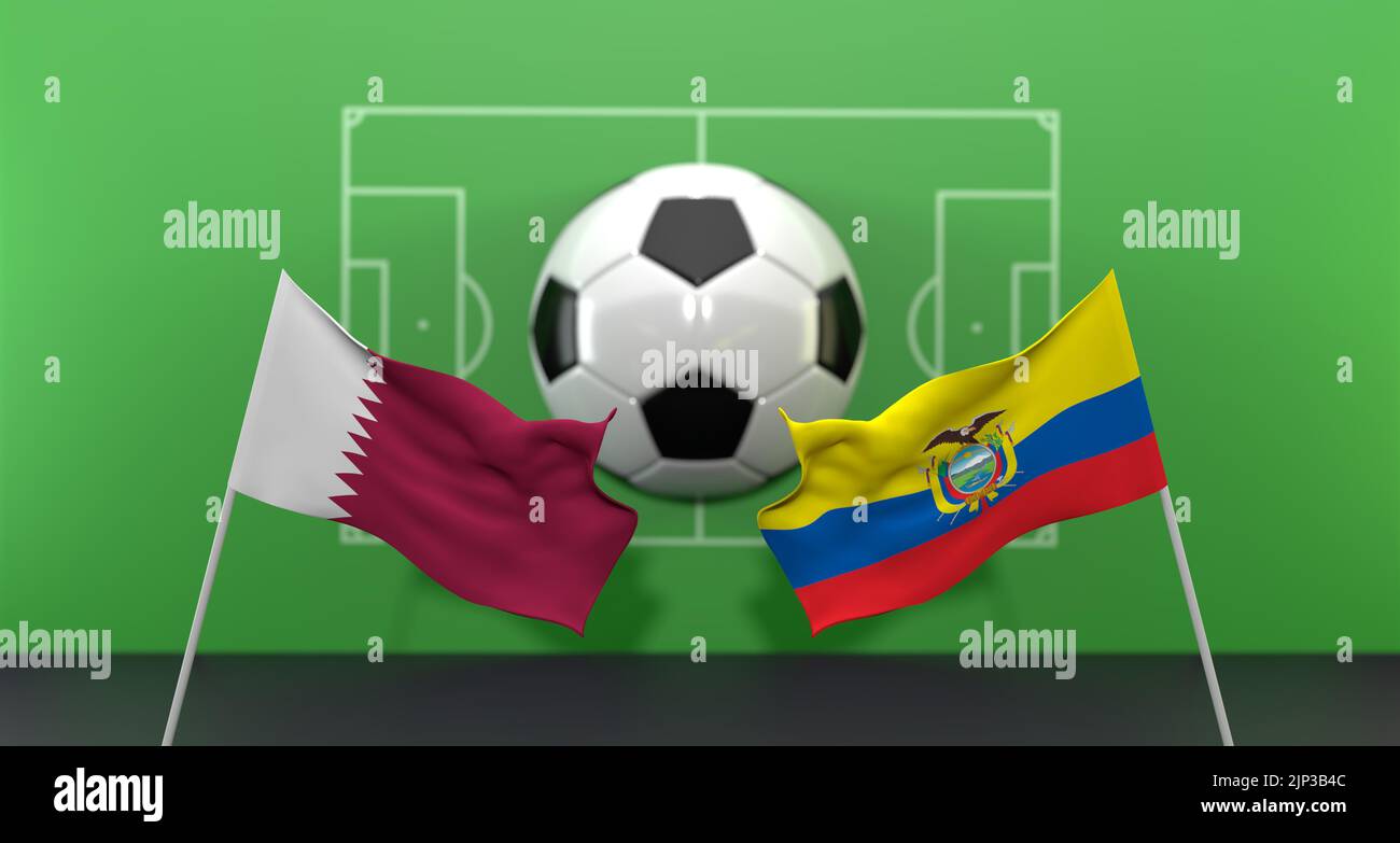 Qatar vs Ecuador soccer Match FIFA World Cup Qatar 2022, on blur