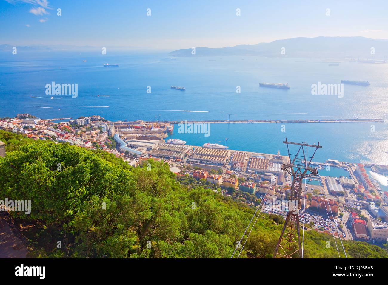 View from Gibraltar Rock, Harbour Gibraltar, Great Britain Stock Photo