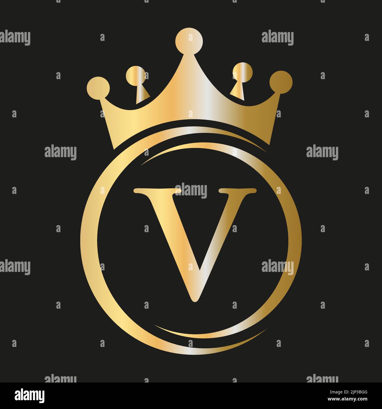 Initial V monogram alphabet with a crown. Royal, King, queen
