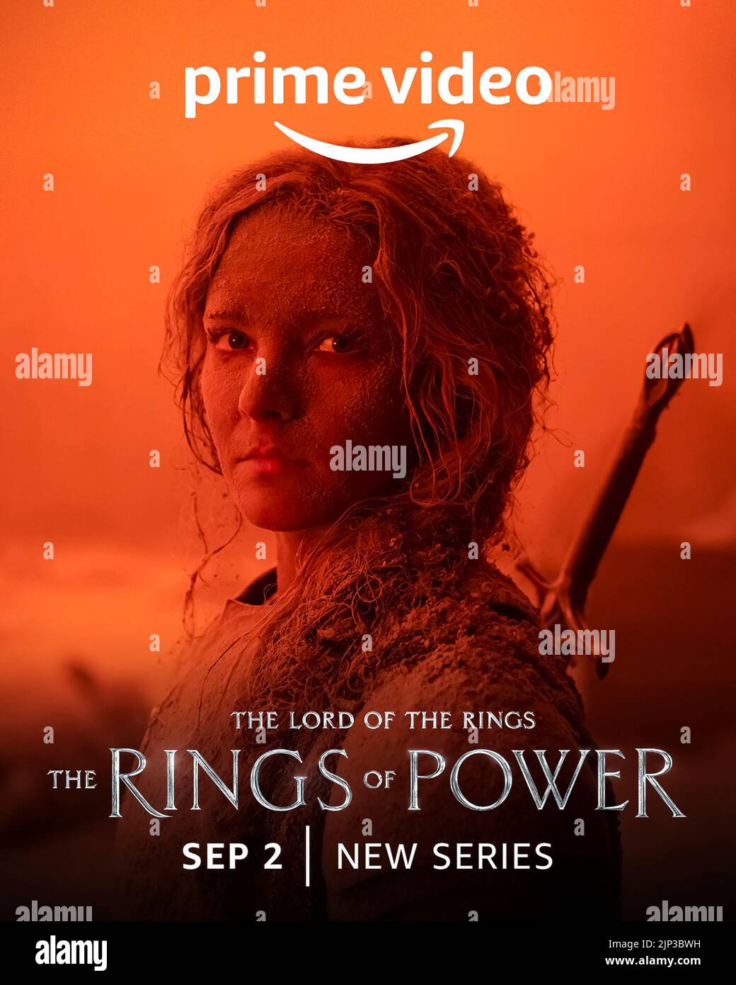 UK. Morfydd Clark in (C) Studios new series : The Lord of the Rings:  The Rings of Power (2022) . Plot: Epic drama set thousands of years before  the events of J.R.R.