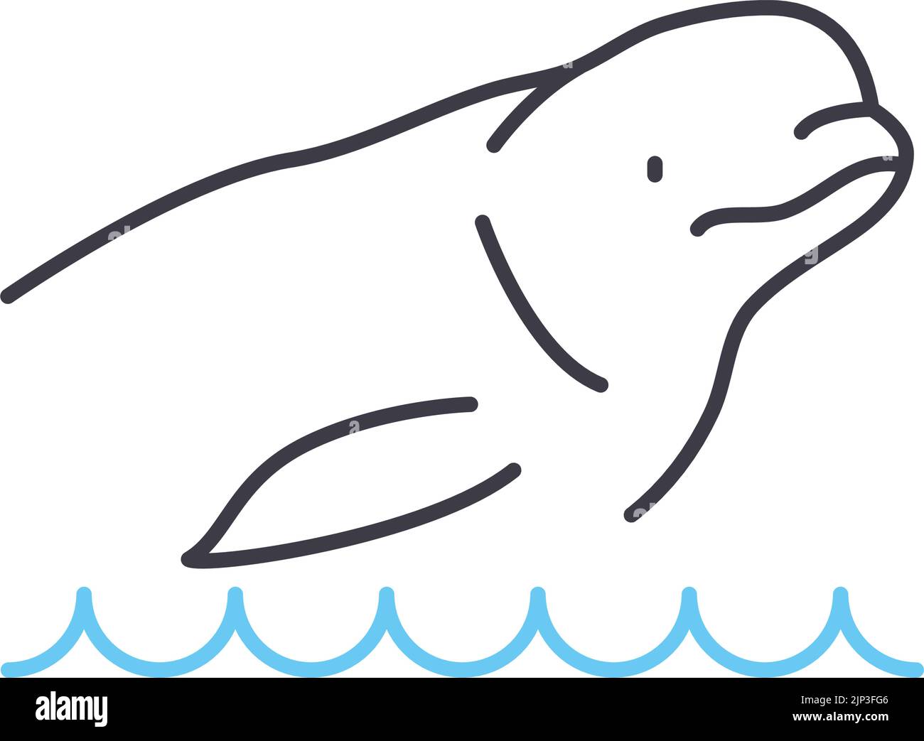 beluga whale line icon, outline symbol, vector illustration, concept sign Stock Vector