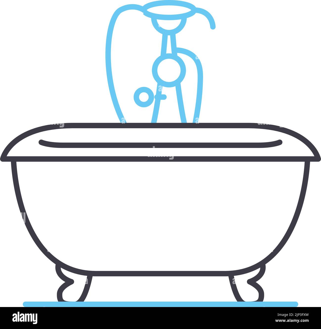 bath tub line icon, outline symbol, vector illustration, concept sign