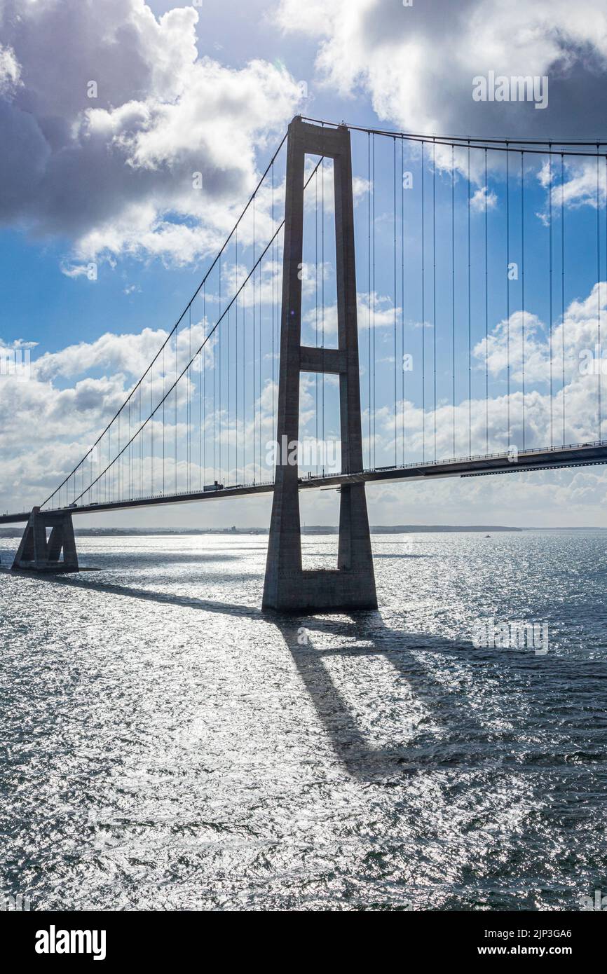 The Great Belt Bridge (Storebæltsbroen) between the islands of Zealand and Funen, Denmark Stock Photo