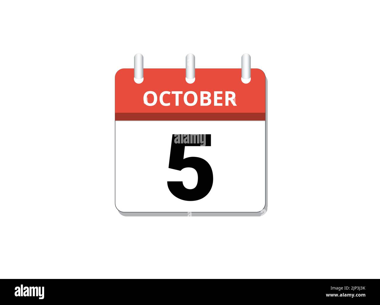 October, 5th calendar icon vector, concept of schedule, business and