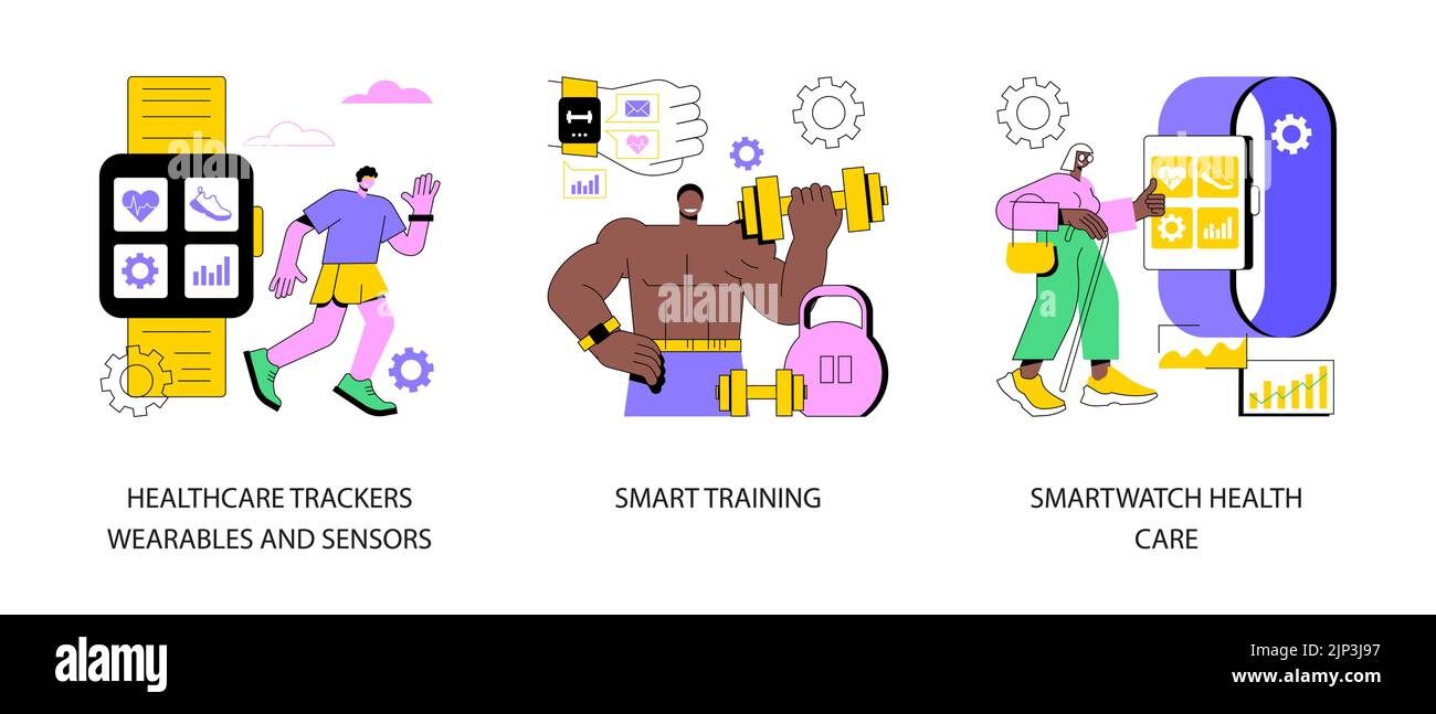 Activity tracking abstract concept vector illustration set. Healthcare