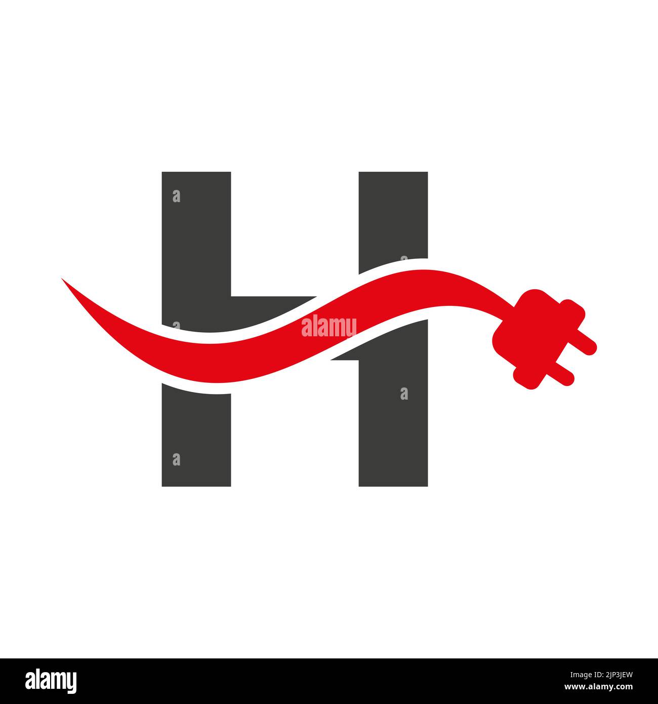 Letter H Electricity or Electrical Logo Concept with Electric Plug Vector Template Stock Vector
