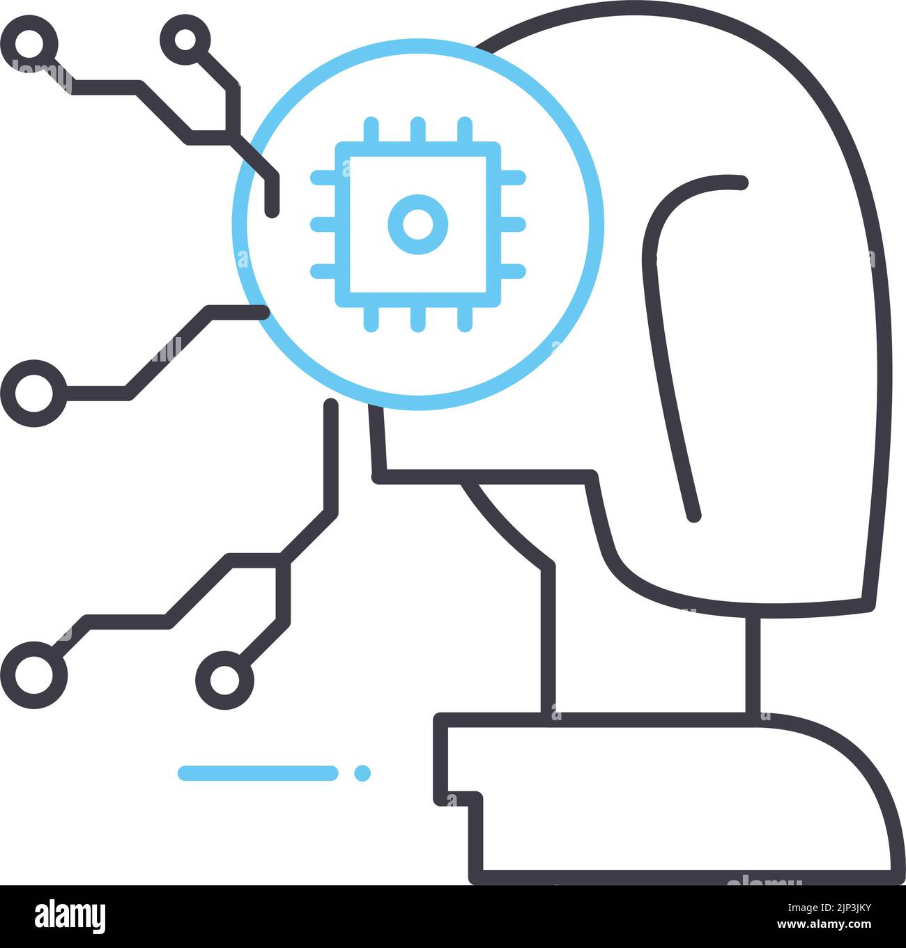 artificial intelligence line icon, outline symbol, vector illustration, concept sign Stock Vector