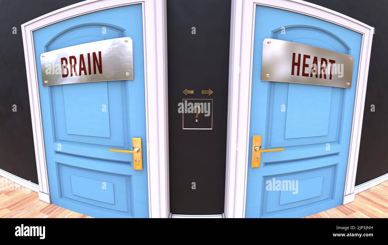 Brain or Heart a choice. Two options to choose from represented by
