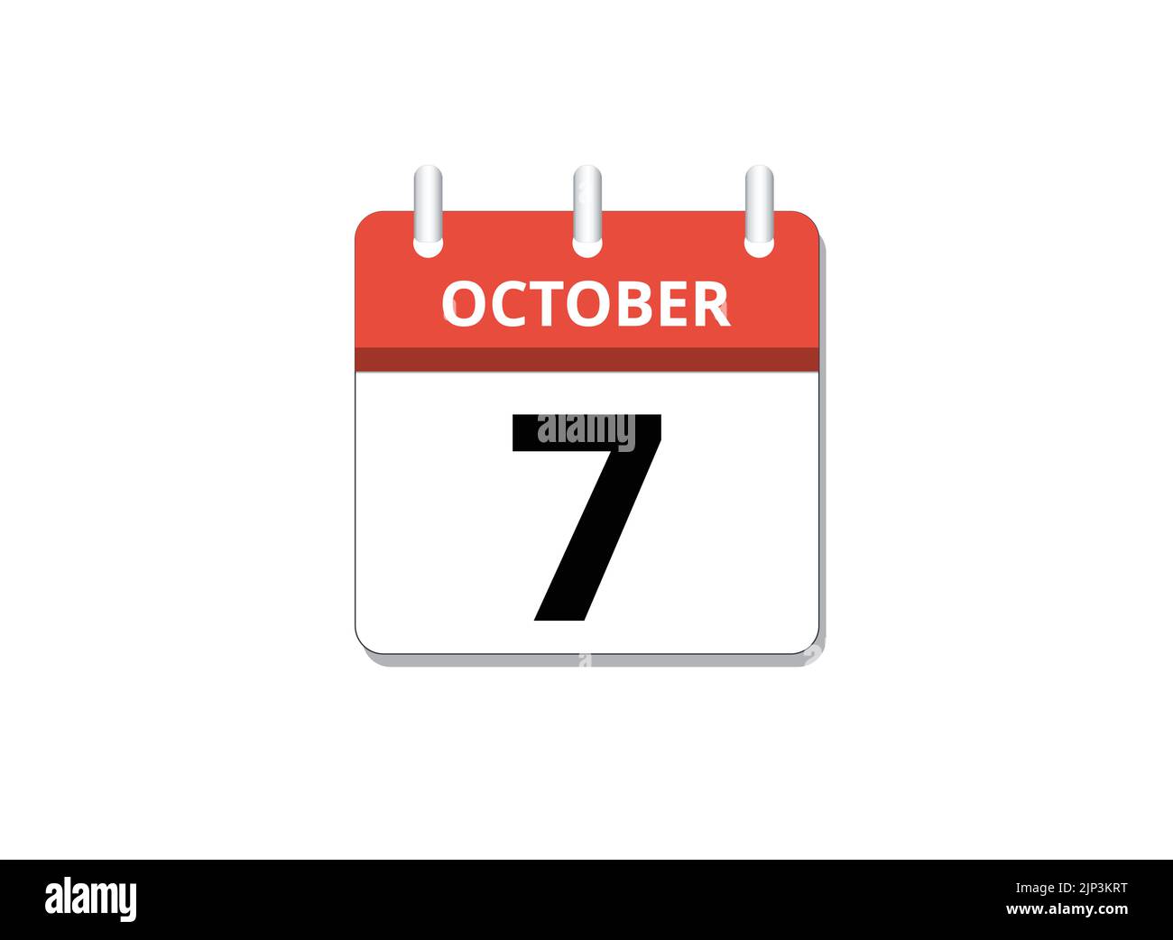 October, 7th calendar icon vector, concept of schedule, business and tasks Stock Vector