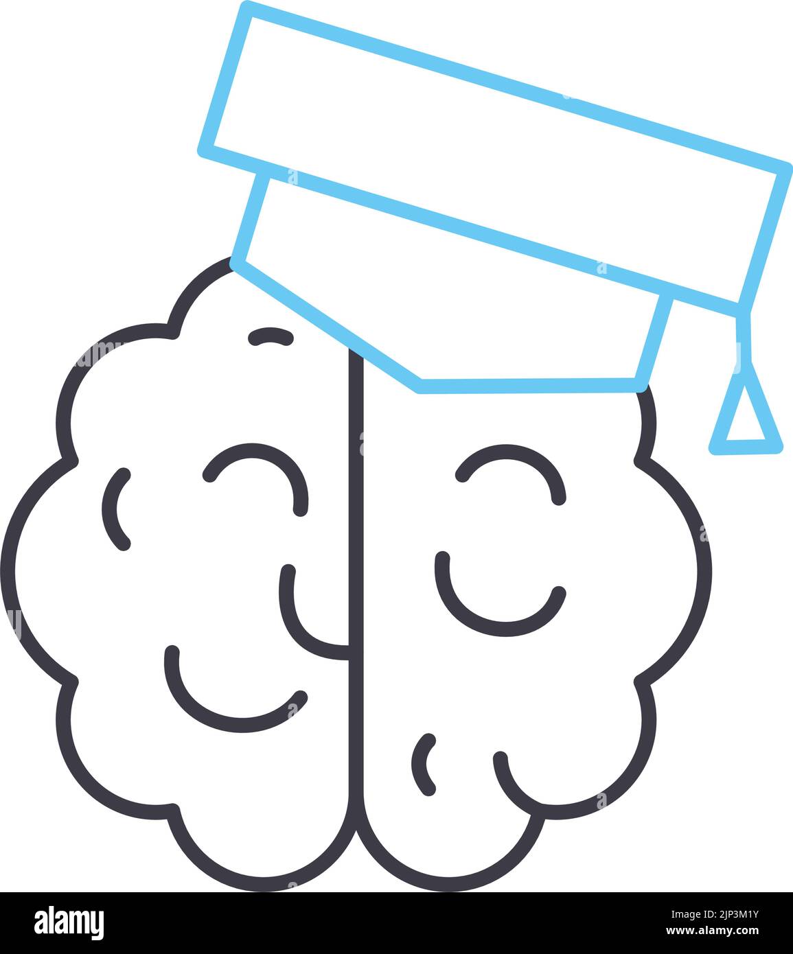 brain learning line icon, outline symbol, vector illustration, concept sign Stock Vector