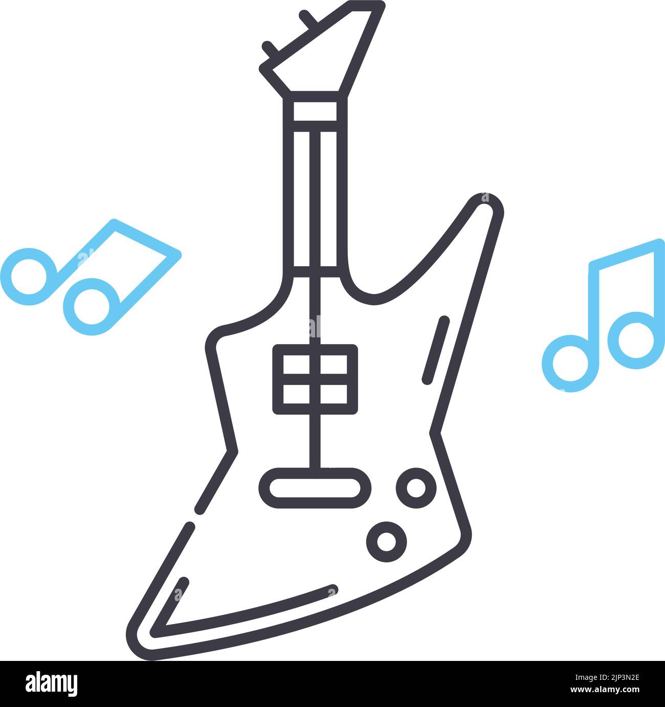bass guitar line icon, outline symbol, vector illustration, concept