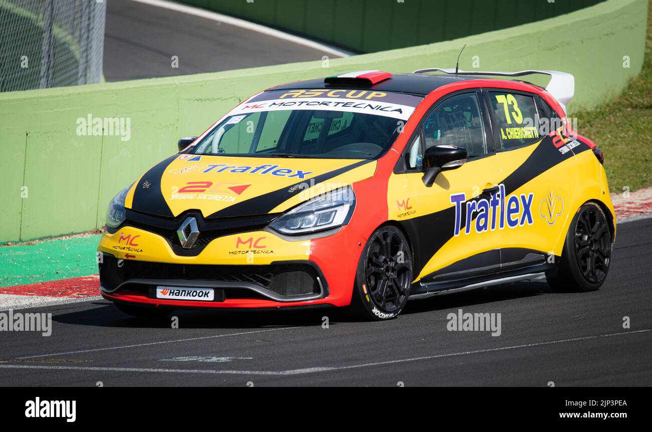 Racing car Renault Clio action on racetrack championship trophy.  Vallelunga, Italy. April 30 2022, Racing weekend Stock Photo - Alamy