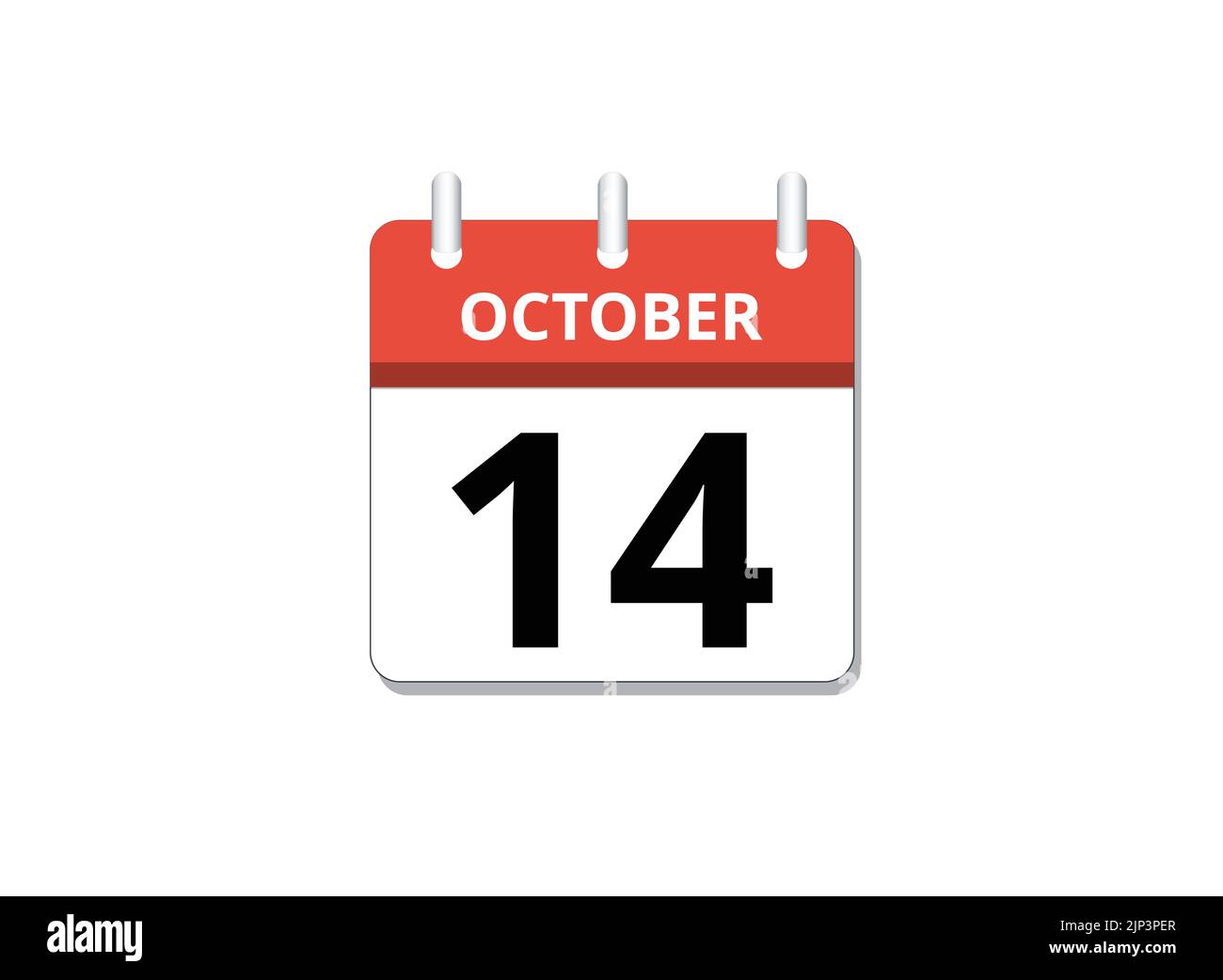 October, 14th calendar icon vector, concept of schedule, business and