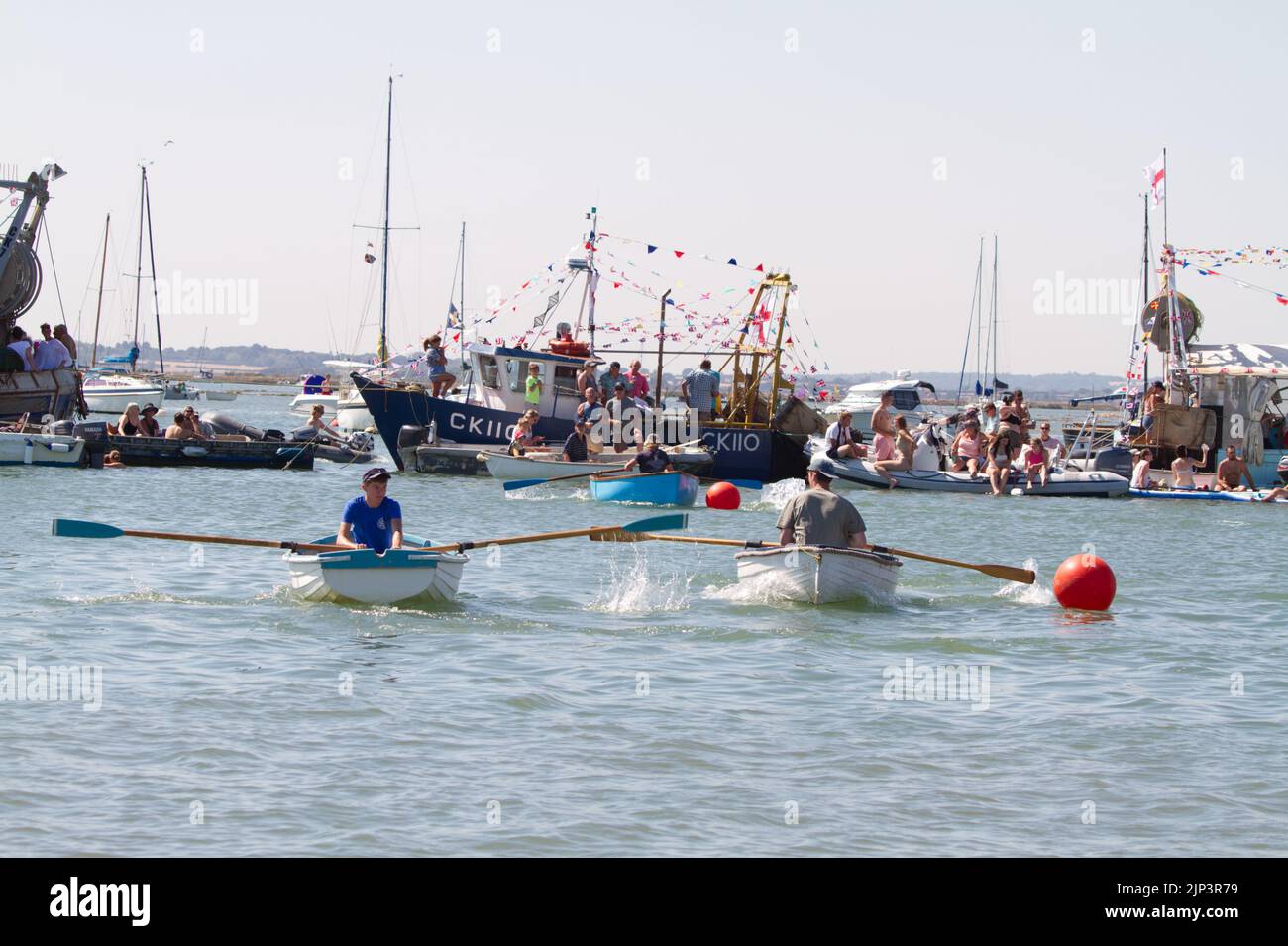 West Mersea Town Regatta on Mersea Island in Essex. One of the rowing