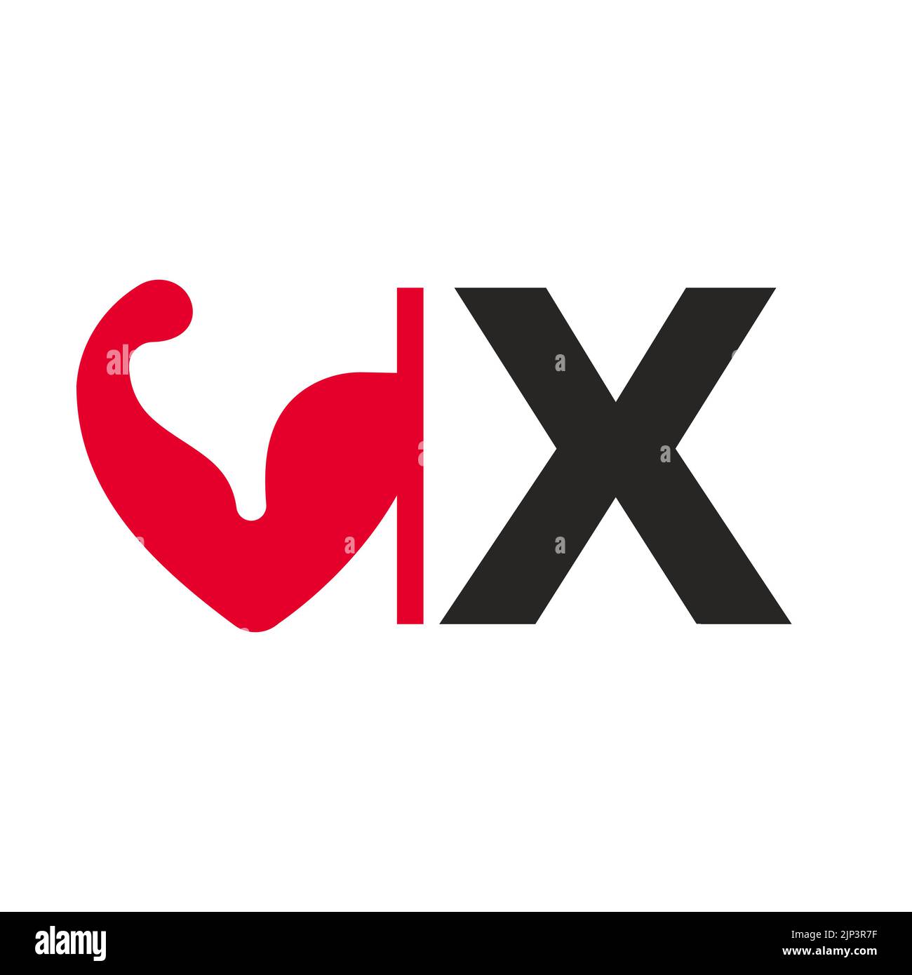 Letter X Fitness Logo Design. Healthy Arm Body Builder Logo Design
