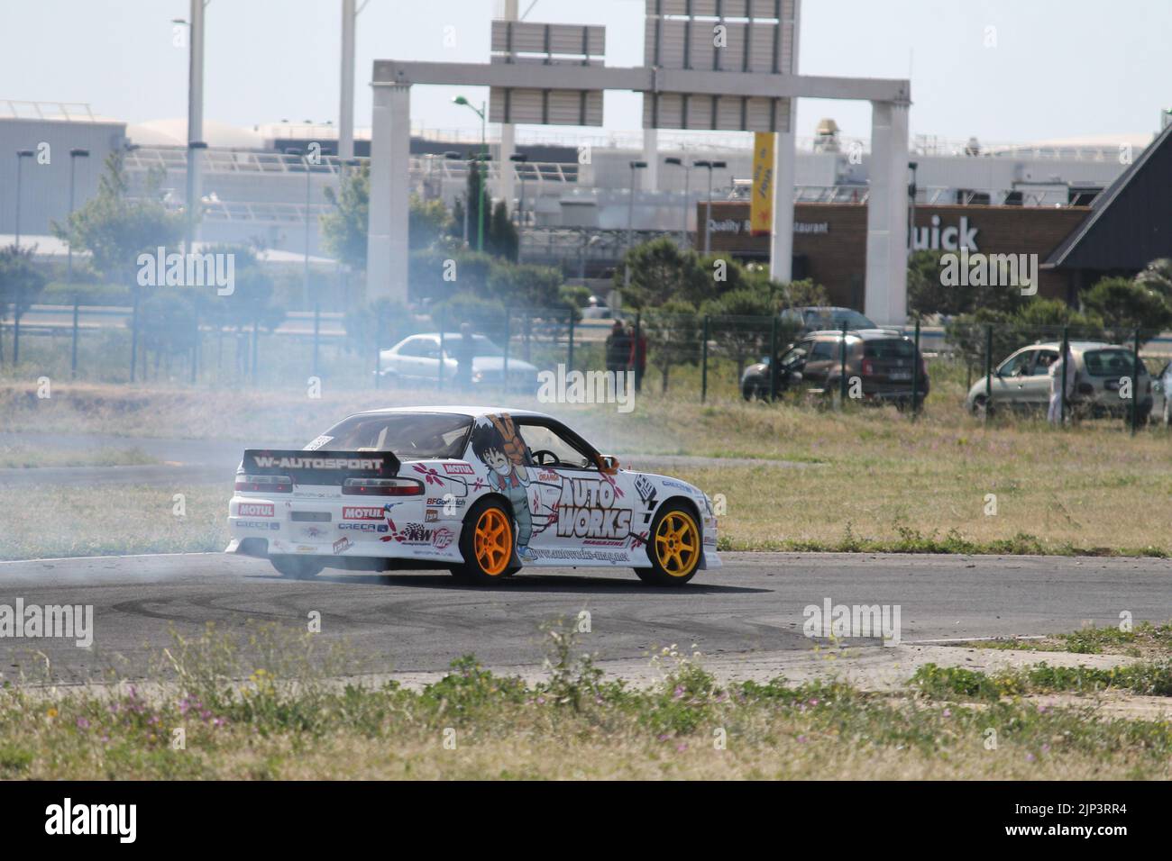 A drifting japan custom sports car Nissan Silvia S13 Stock Photo
