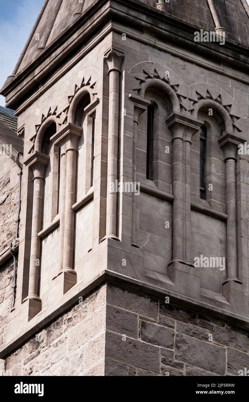 Lancet windows of a tower of Gothic Romanesque Christ Church Cathedral in Dublin, Ireland. Stock Photo