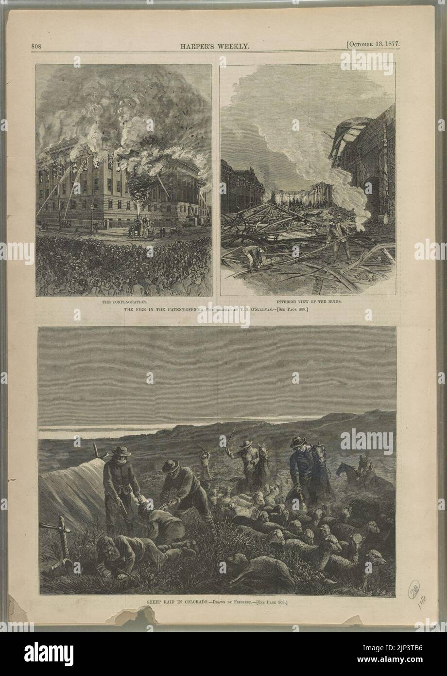 The fire in the Patent Office Sheep raid in Colorado - - Photographed ...