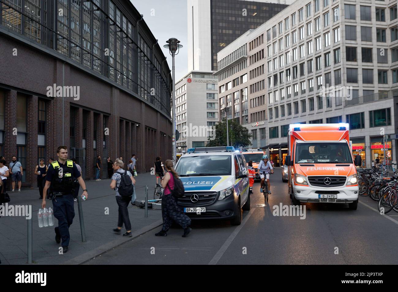 Berlin, Germany. 15th Aug, 2022. Emergency vehicles of the police and