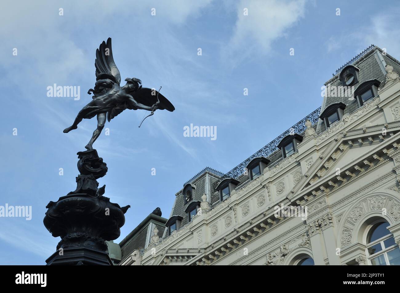 The Shaftesbury Memorial Fountain with a winged statue of Anteros, at Piccadilly Circus in London, England Stock Photo