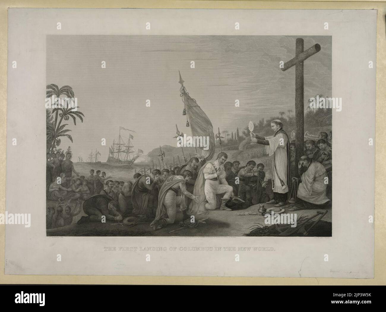 The first landing of Columbus in the new world - J.J. Barralet, del ...