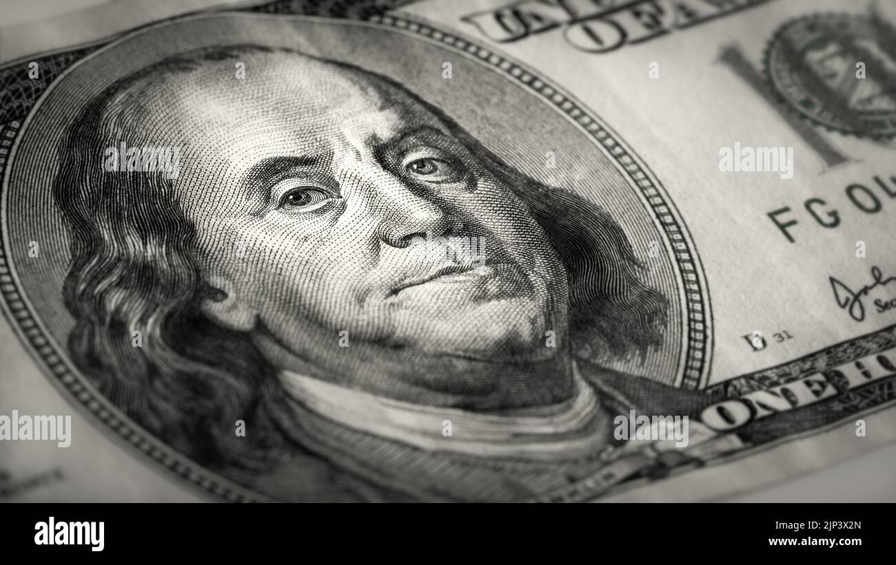 close up of a hundred dollar bill Stock Photo
