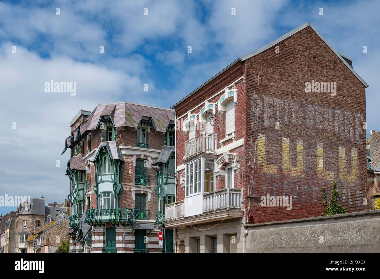 The heritage district of the seaside resort Mers-les-Bains is known for its art nouveau architecture Stock Photo