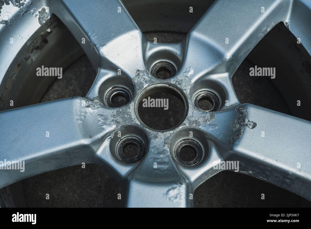 Corrosion on a silver aluminum alloy wheel closeup Stock Photo Alamy