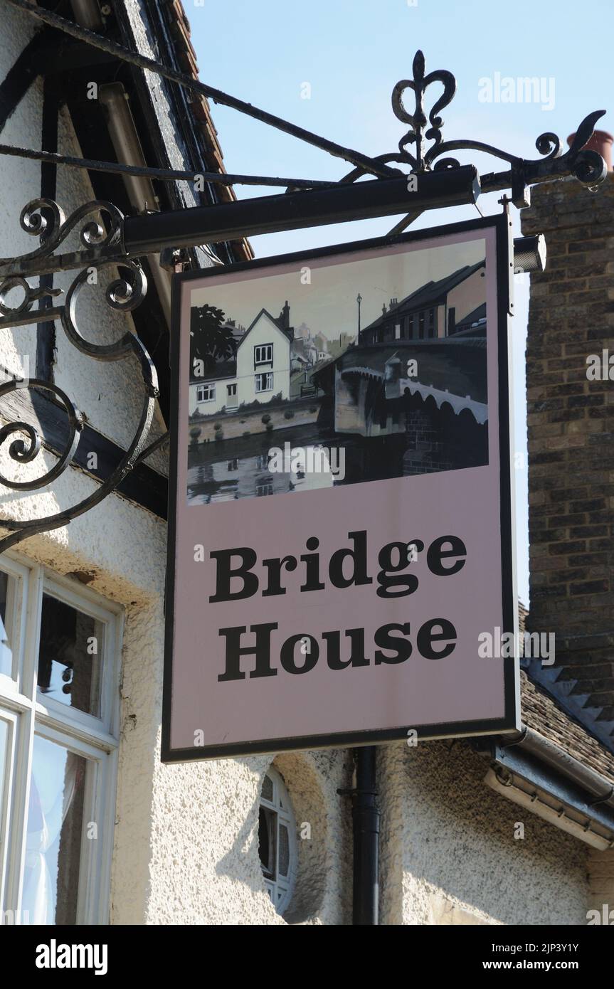 Bridge House sign, St Neots, Cambridgeshire Stock Photo