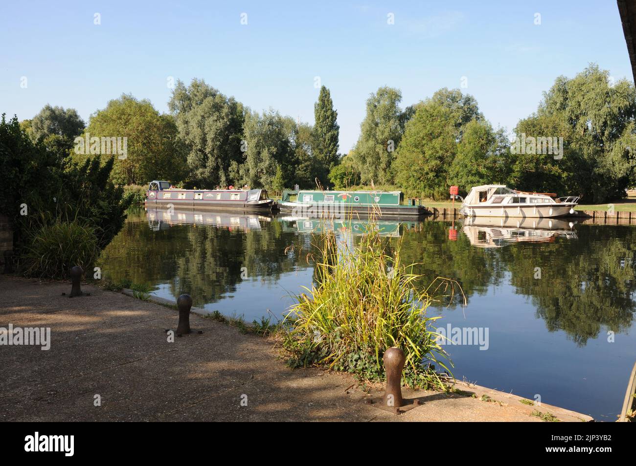 Barges on River Great Ouse, St Neots, Cambridgeshire Stock Photo