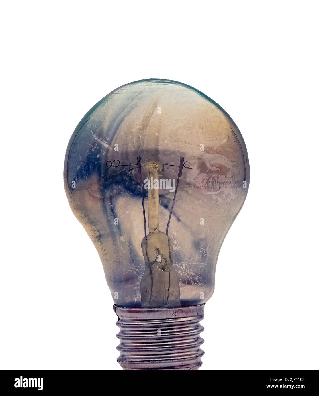 incandescent light bulb burned out on white Stock Photo Alamy