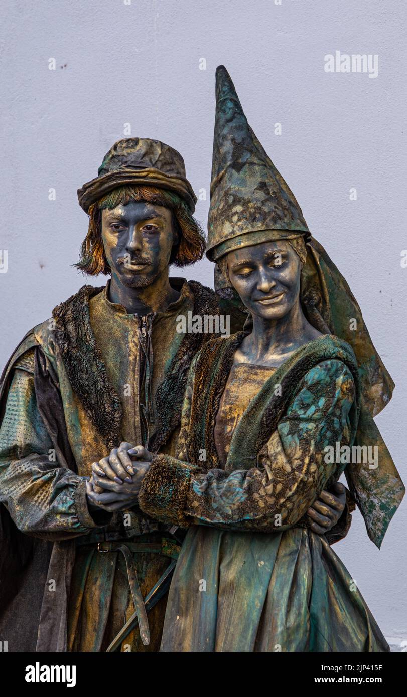 Sibiu City, Romania 28 June 2022 Festival of Living Statues within the International Theatre