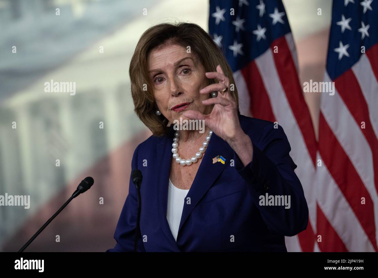 Washington, United States Of America. 29th July, 2022. Speaker of the United States House of Representatives Nancy Pelosi (Democrat of California) holds a news conference on Capitol Hill in Washington, DC, Friday, July 29, 2022. Credit: Chris Kleponis/CNP/AdMedia/Newscom/Alamy Live News Stock Photo