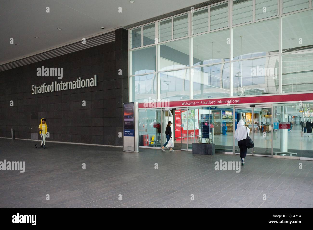 Entrance to Stratford International station in London Stock Photo