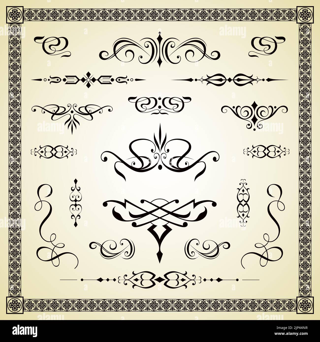 Vector set calligraphic element and page decoration Stock Vector Image ...