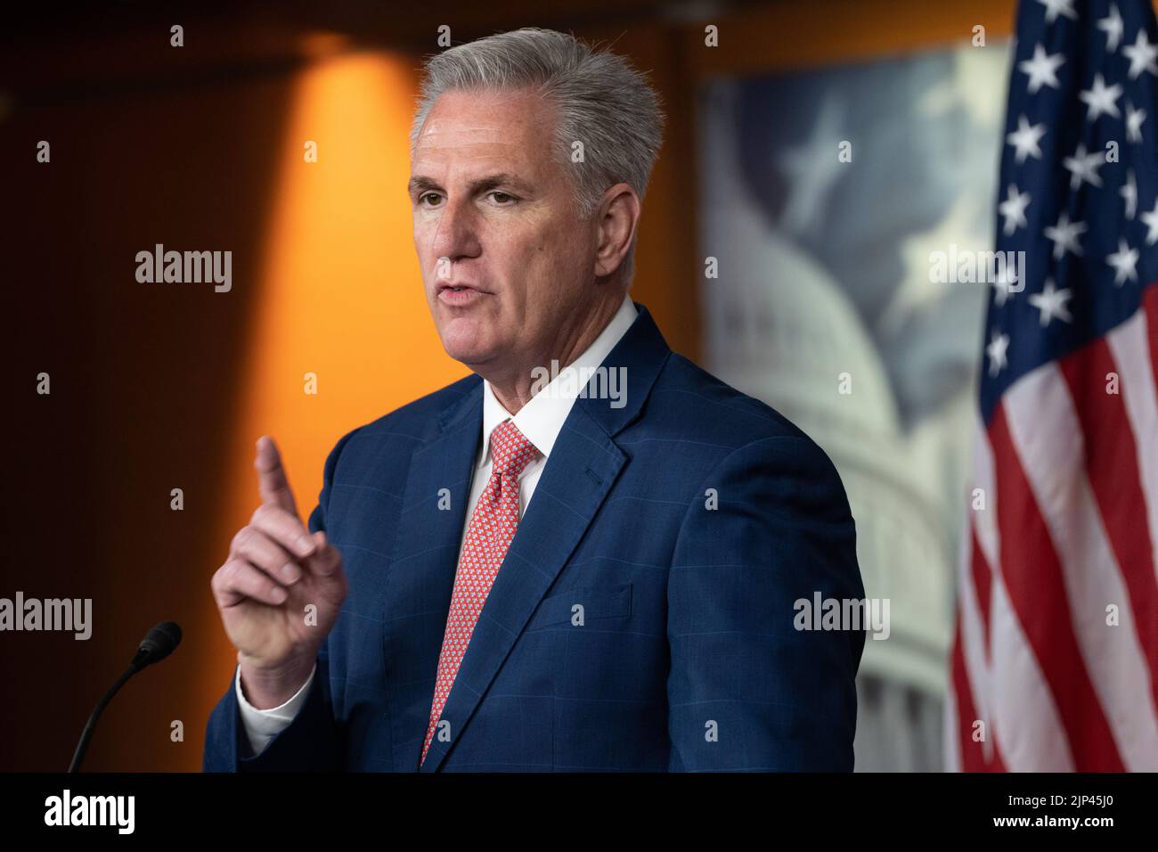 Washington, United States Of America. 29th July, 2022. United States House Minority Leader Kevin McCarthy (Republican of California) holds a news conference on Capitol Hill in Washington, DC, Friday, July 29, 2022. Credit: Chris Kleponis/CNP/AdMedia/Newscom/Alamy Live News Stock Photo