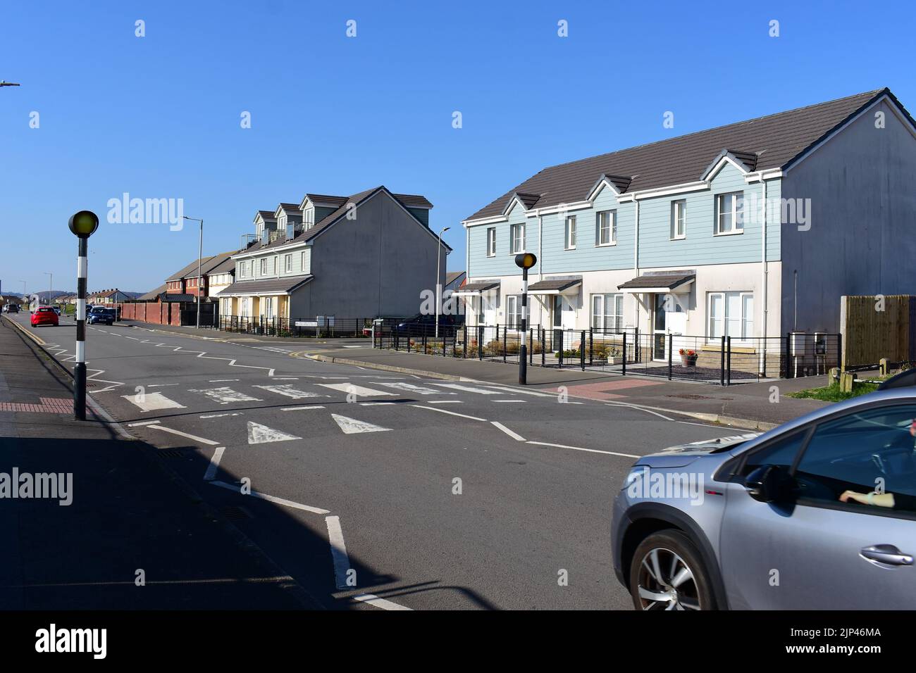 Modern homes overlooking Aberavon Beach near Port Talbot. Pdestrian