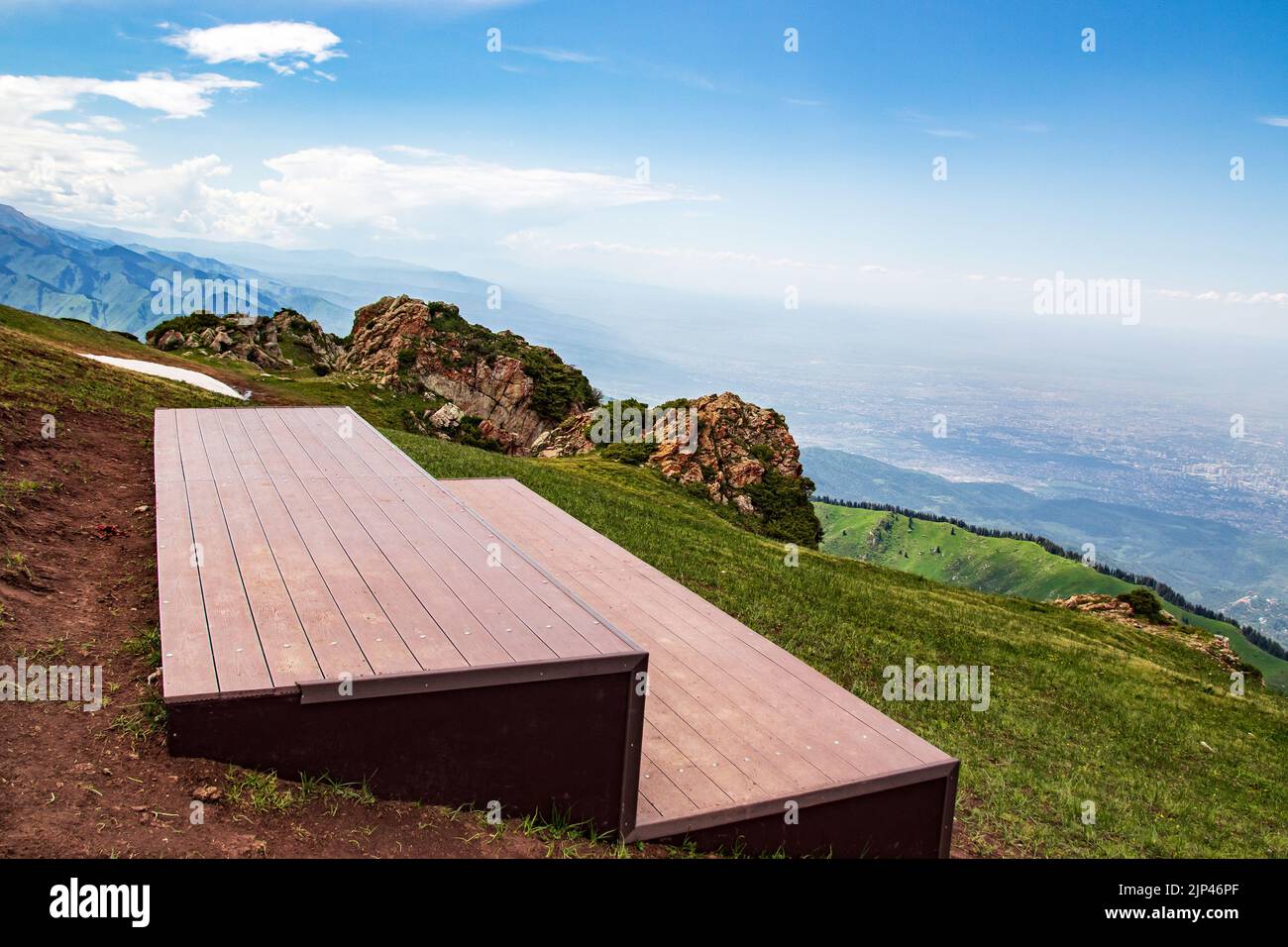 Observation deck on the top of the mountain for hikers at the Kok ...
