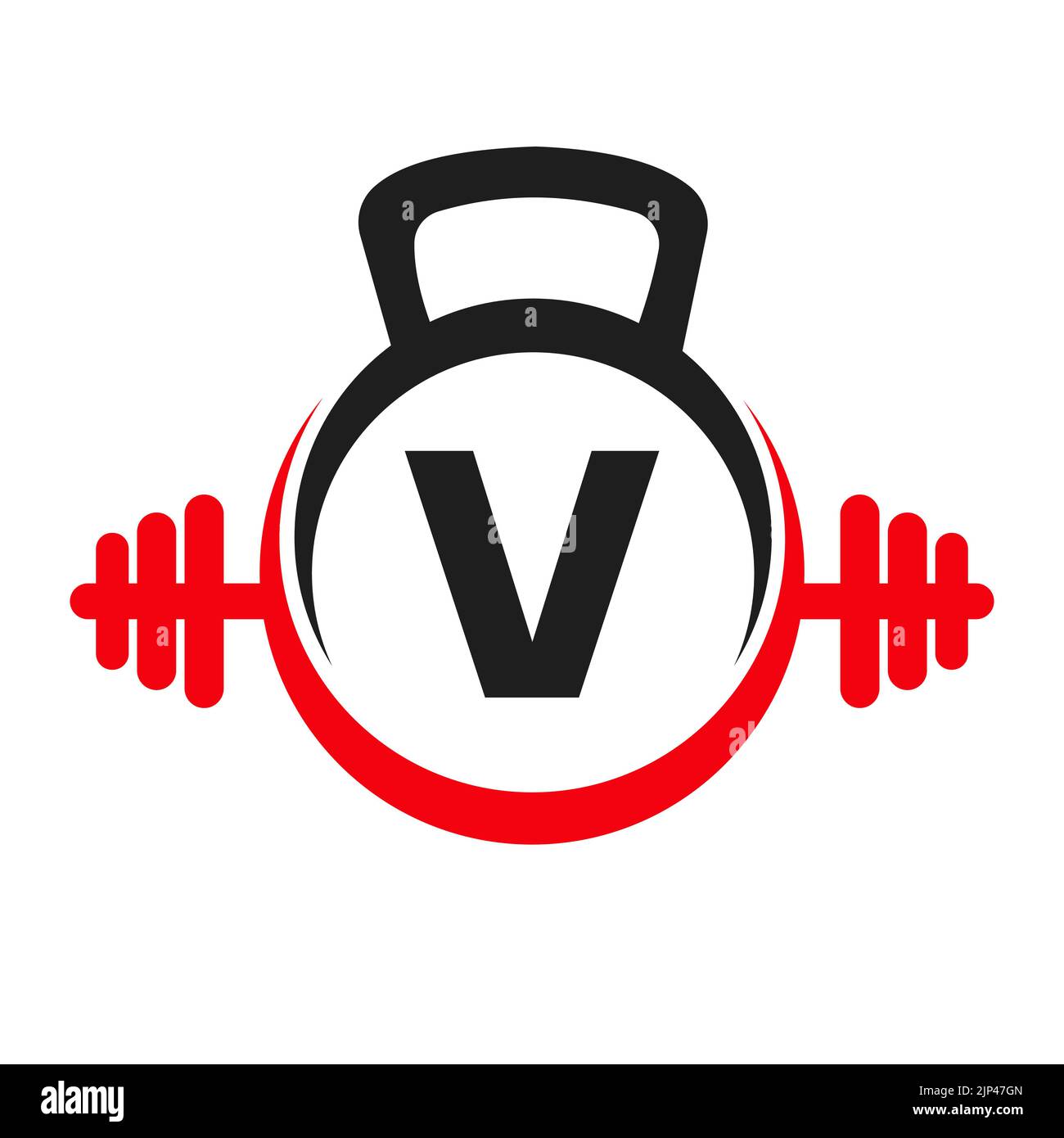 Letter V Fitness Logo Design . Sport Gym Logo Icon Design Vector Template Stock Vector Image