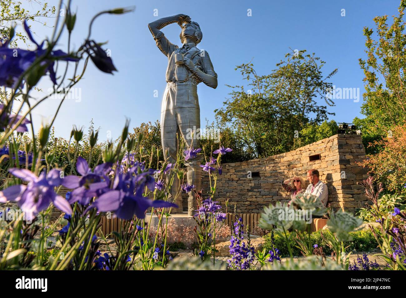 Sculpture of a young pilot in the RAF Benevolent Fund Garden, Chelsea flower Show 2022, London, UK Stock Photo