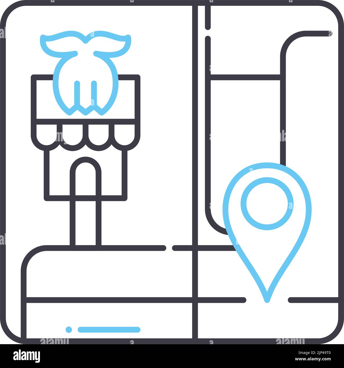 barber location line icon, outline symbol, vector illustration, concept ...