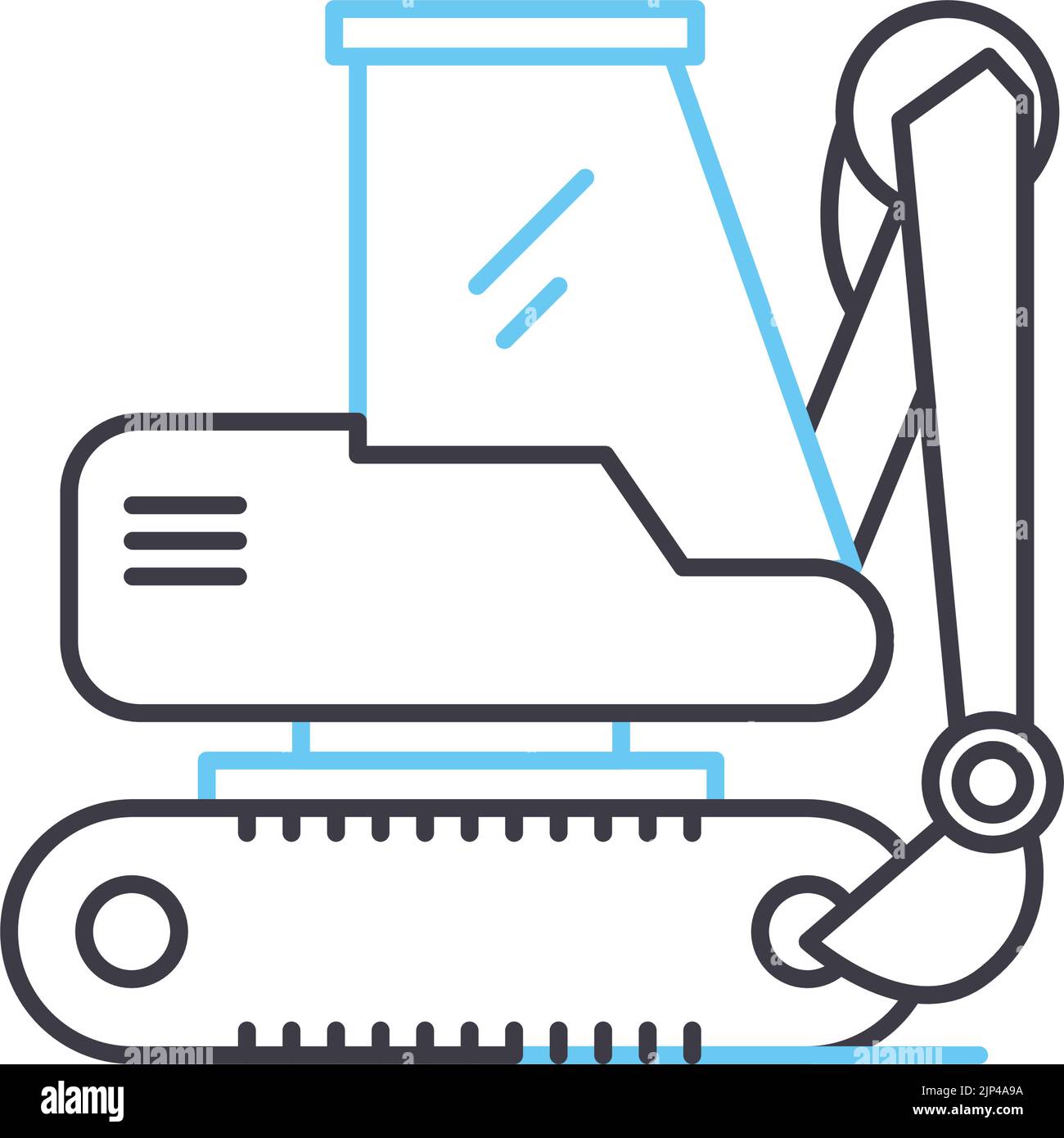backhoe line icon, outline symbol, vector illustration, concept sign