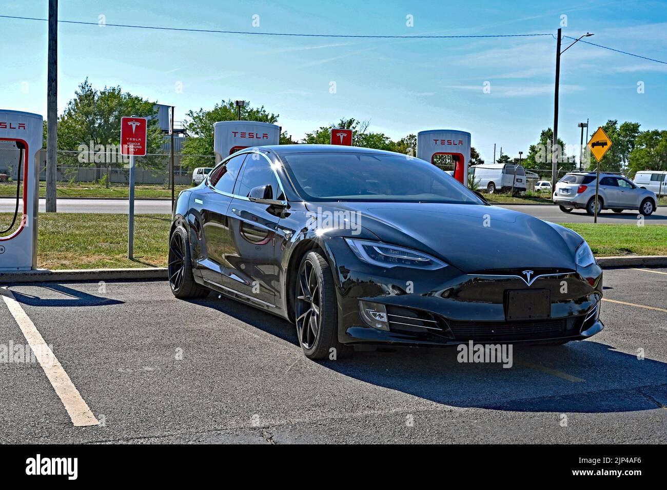 EMPORIA, KANSAS AUGUST 13, 2022 Tesla Model S at the fastest