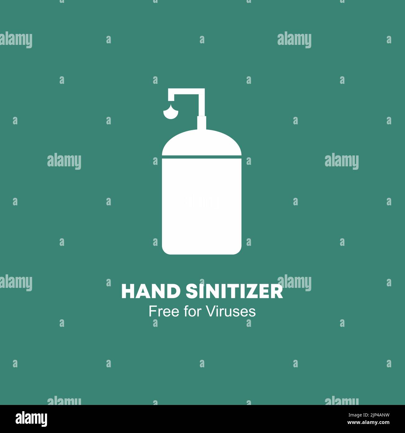 A hand sanitizer icon isolated on an emerald green background Stock Vector