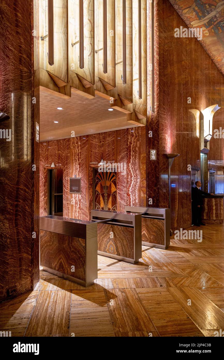 Interior photograph of the famous art deco Chrysler Building in New York City. Stock Photo