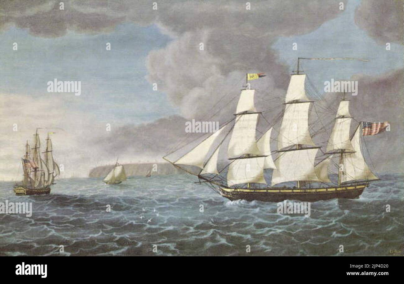 The Friendship Homeward Bound, by George Ropes, Jr., 1805 Stock Photo ...