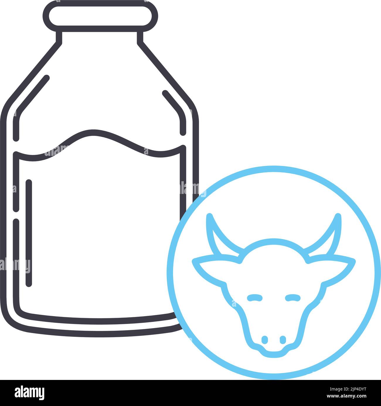 animal milk line icon, outline symbol, vector illustration, concept ...