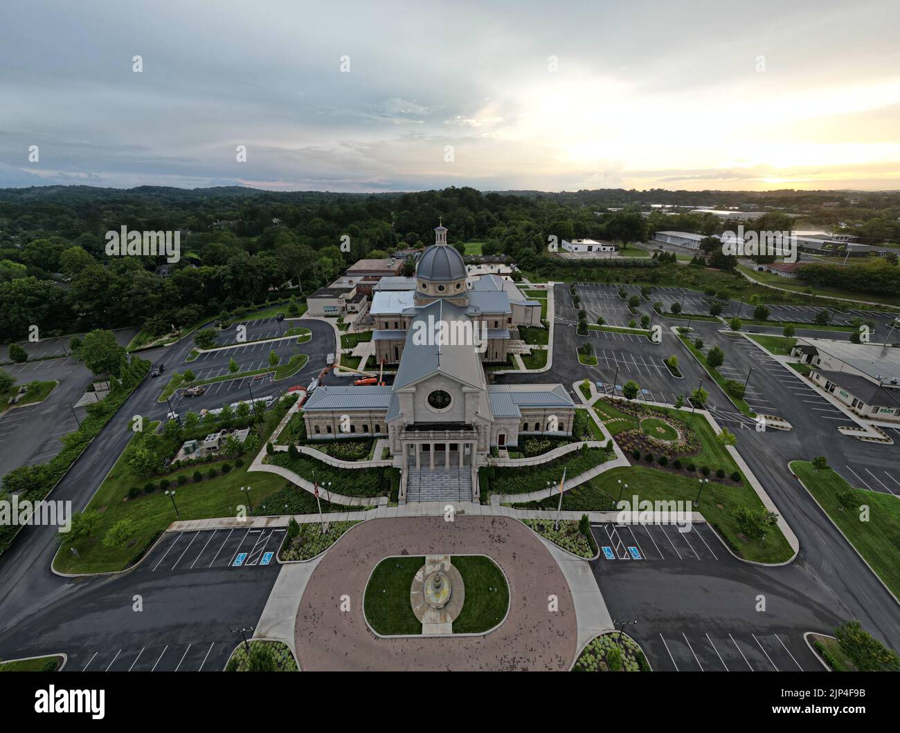 An aerial shot of Cathedral of the Most Sacred Heart of Jesus in
