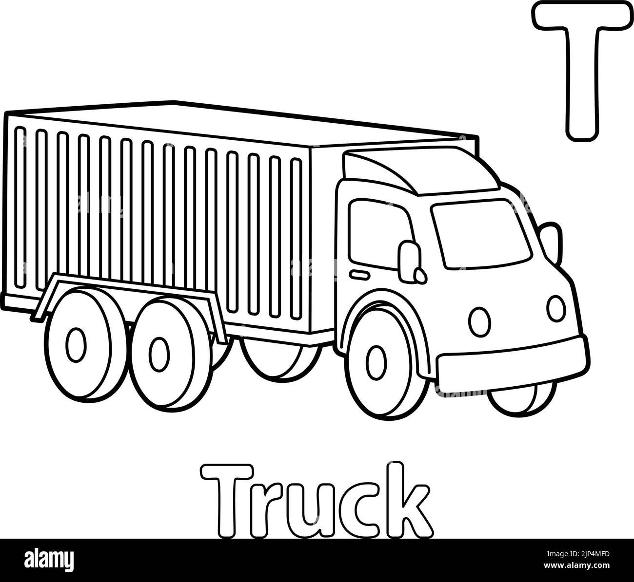 Truck Alphabet ABC Coloring Page T Stock Vector